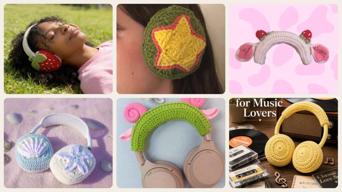 A selection of the crochet headphone cover patterns in this roundup
