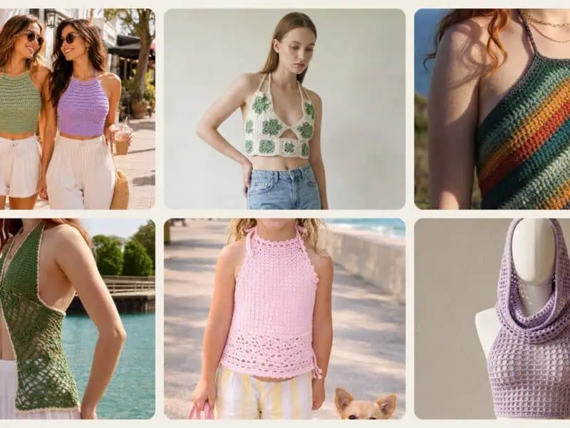 A selection of the crochet halter tops patterns in this roundup