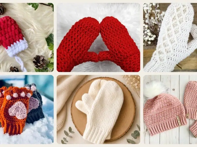 A selection of the crochet mittens patterns in this roundup