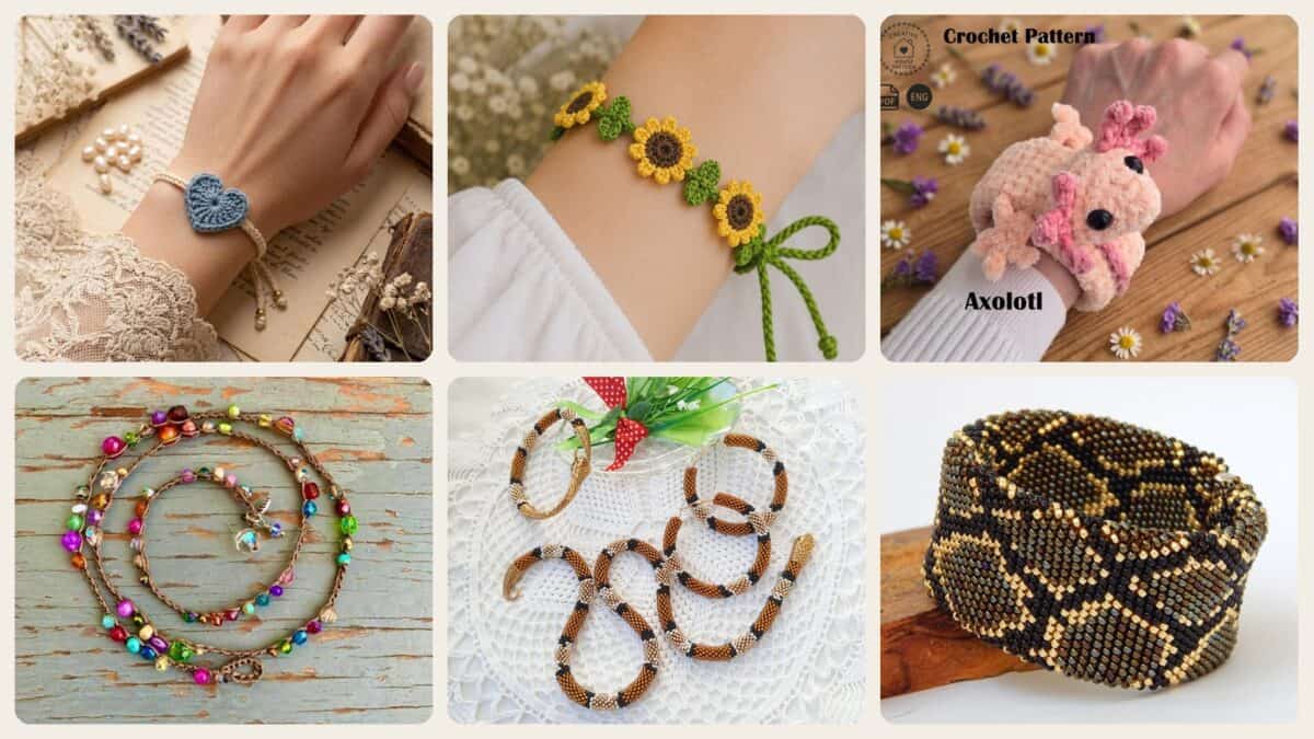 A selection of the crochet bracelet patterns in this roundup