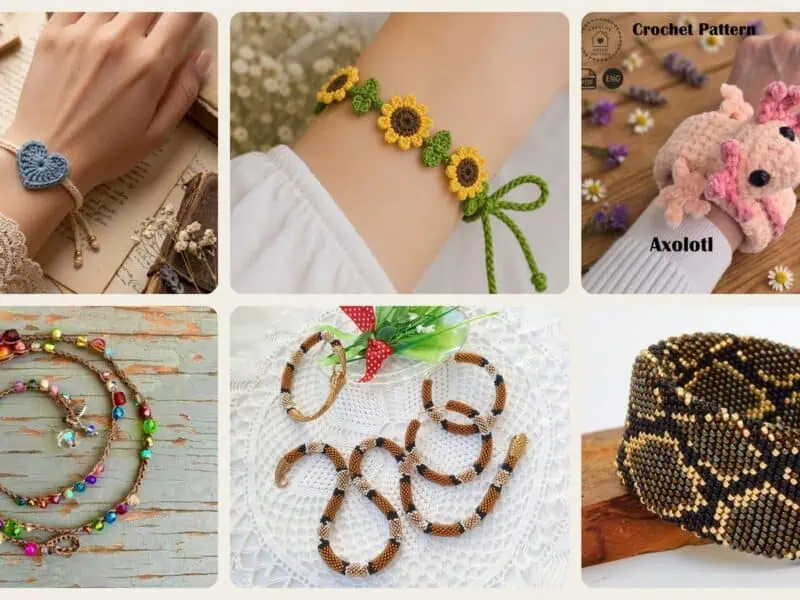A selection of the crochet bracelet patterns in this roundup