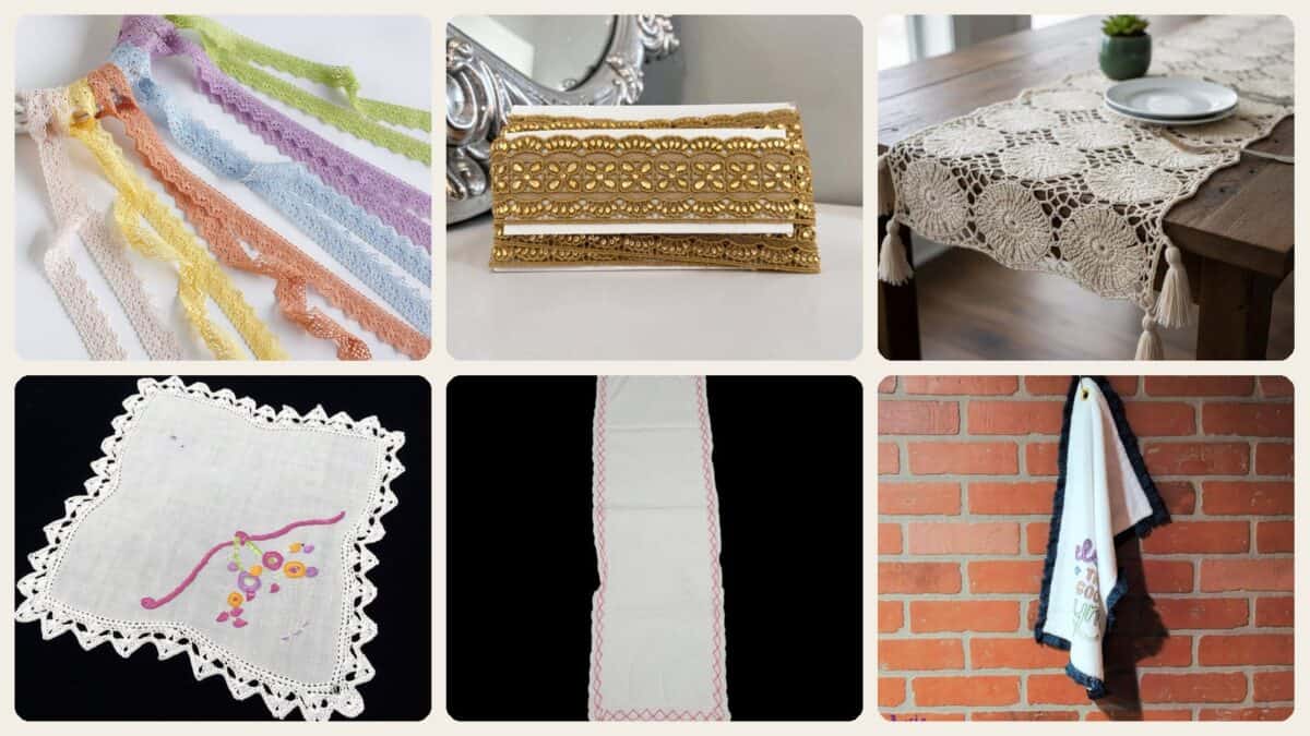 A selection of the crochet lace edging patterns in this roundup