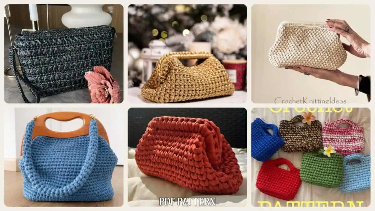 A selection of the crochet clutch patterns in this roundup