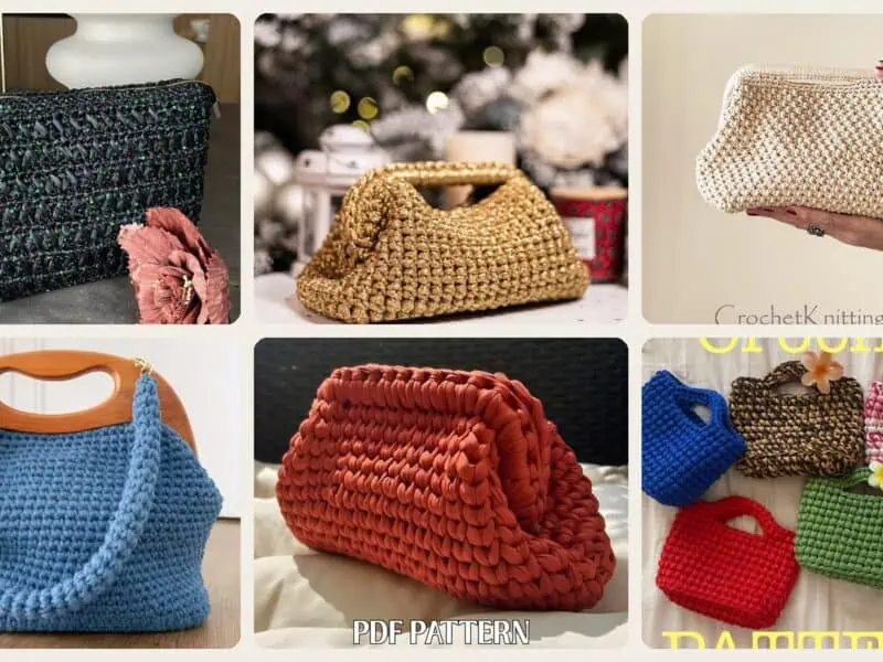 A selection of the crochet clutch patterns in this roundup