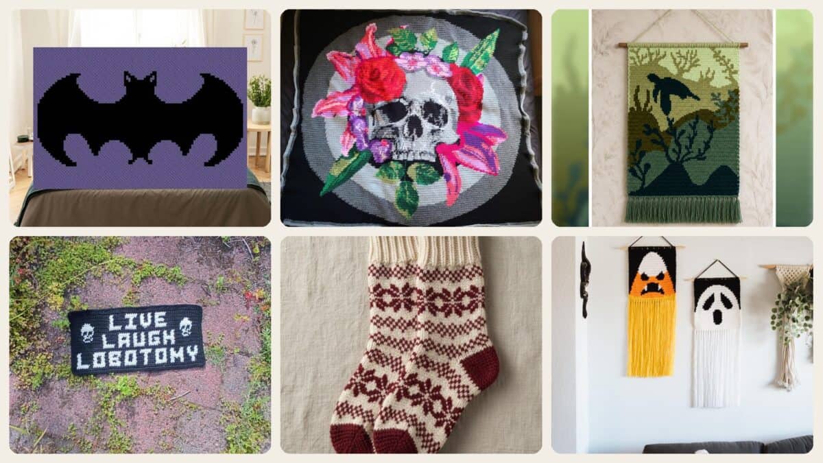 A selection of the crochet pixel charts patterns in this roundup