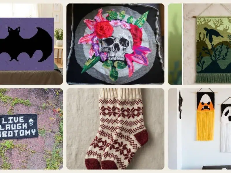 A selection of the crochet pixel charts patterns in this roundup