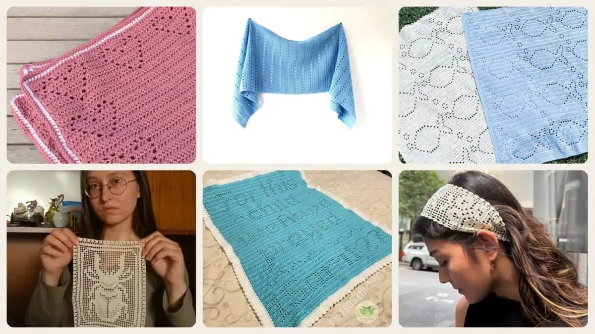 A selection of the crochet filet charts patterns in this roundup