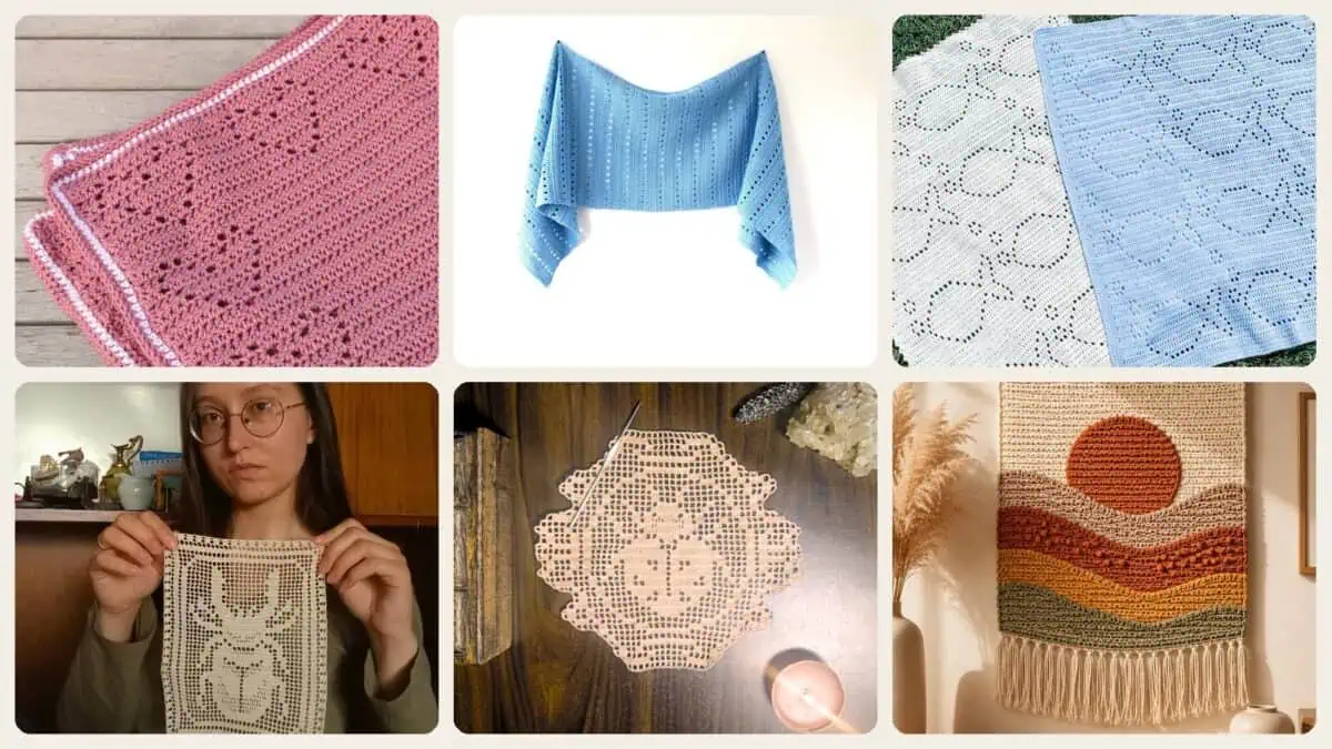 A selection of the crochet filet charts patterns in this roundup