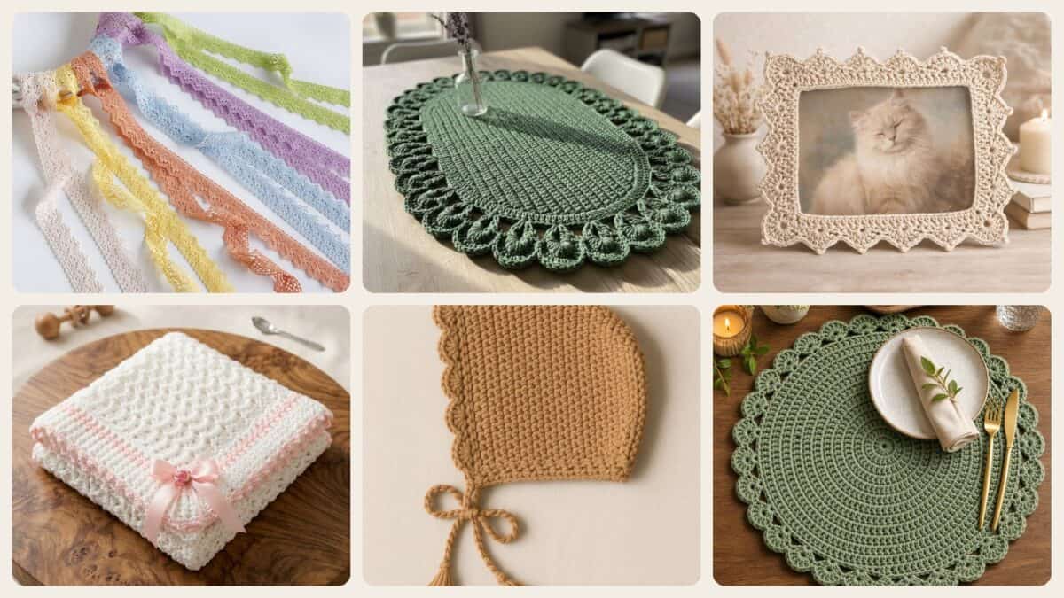 A selection of the crochet borders patterns in this roundup
