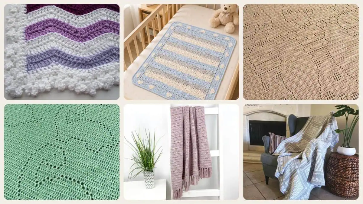 A selection of the crochet blanket borders patterns in this roundup