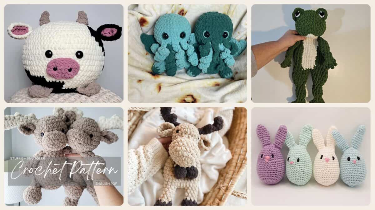 A selection of the crochet stuffies patterns in this roundup