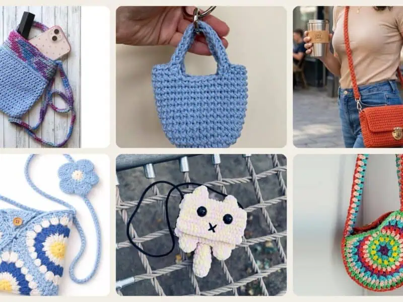 A selection of the crochet sling bags patterns in this roundup