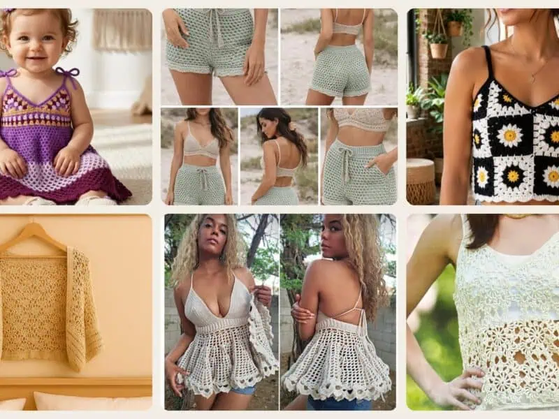 A selection of the crochet summer clothes patterns in this roundup