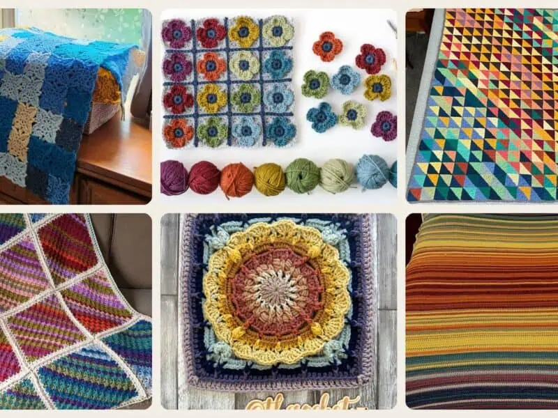 A selection of the crochet temperature blanket patterns in this roundup