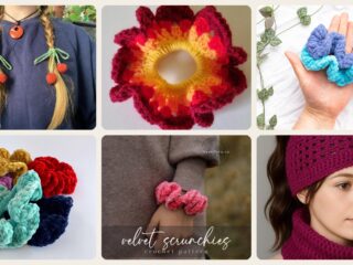 A selection of the crochet scrunchies patterns in this roundup