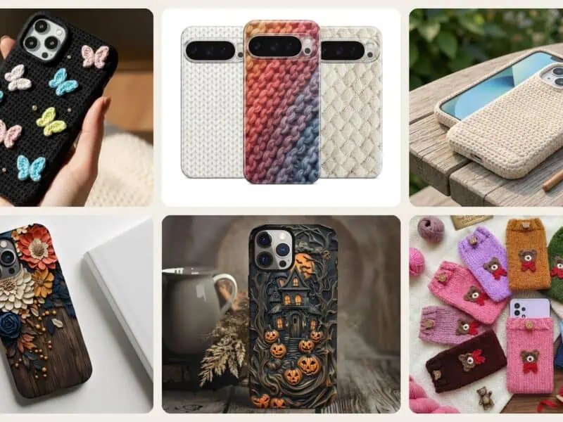 A selection of the crochet phone cases patterns in this roundup