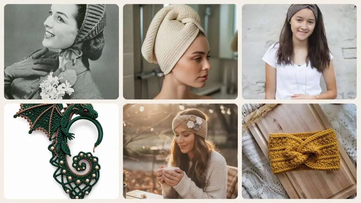 A selection of the crochet headpiece patterns in this roundup