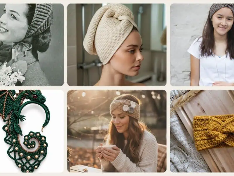 A selection of the crochet headpiece patterns in this roundup