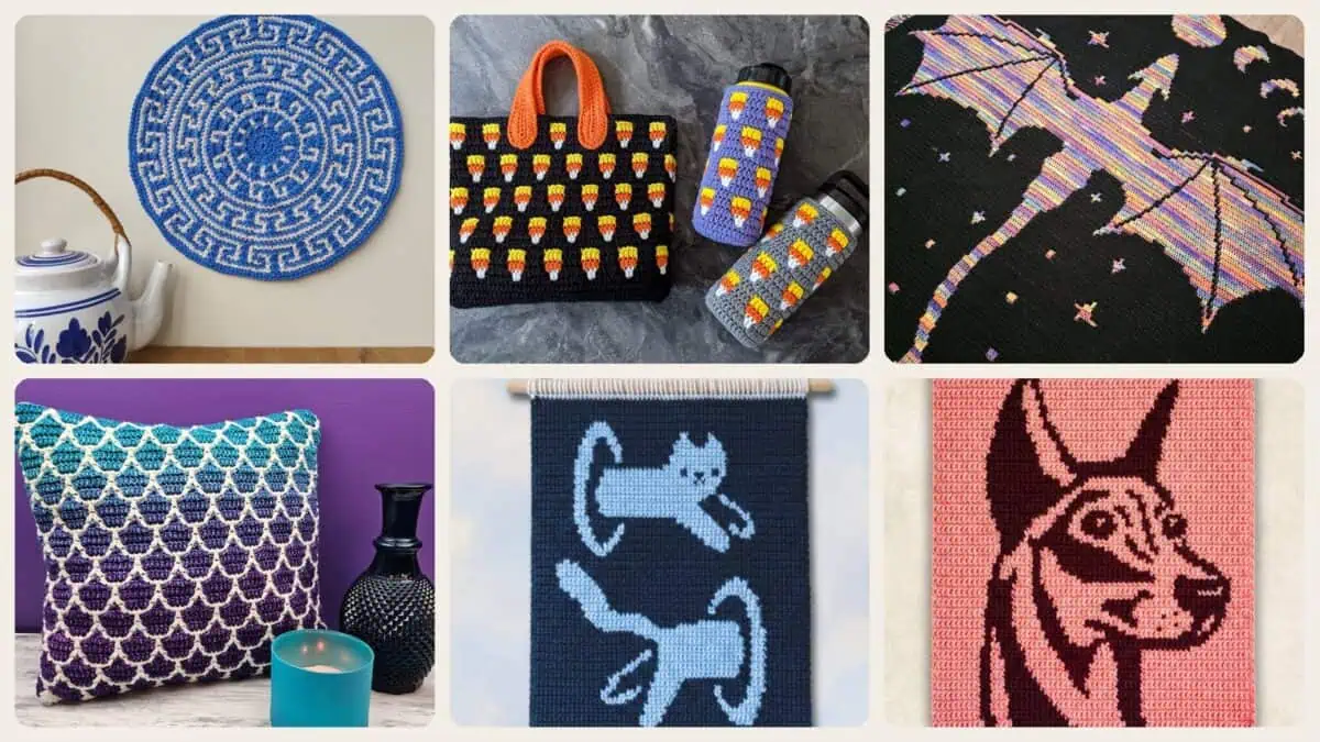 A selection of the crochet mosaic charts patterns in this roundup