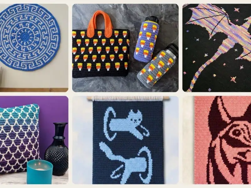 A selection of the crochet mosaic charts patterns in this roundup