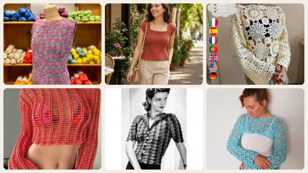 A selection of the crochet womens tops patterns in this roundup