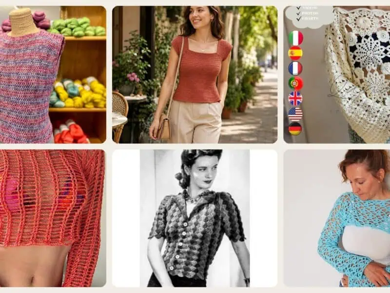 A selection of the crochet womens tops patterns in this roundup