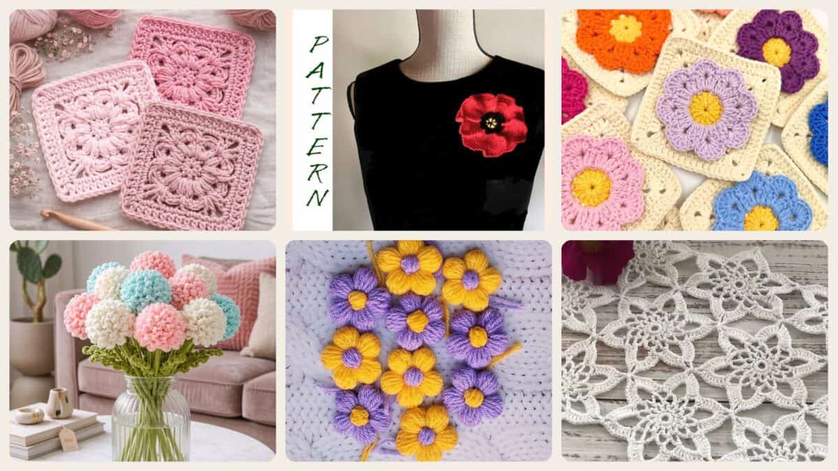 A selection of the crochet puff flower patterns in this roundup