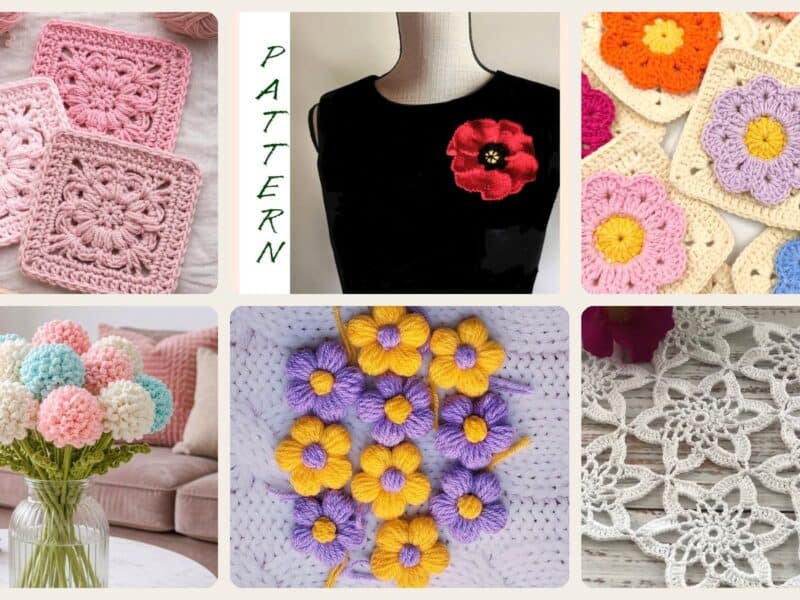 A selection of the crochet puff flower patterns in this roundup
