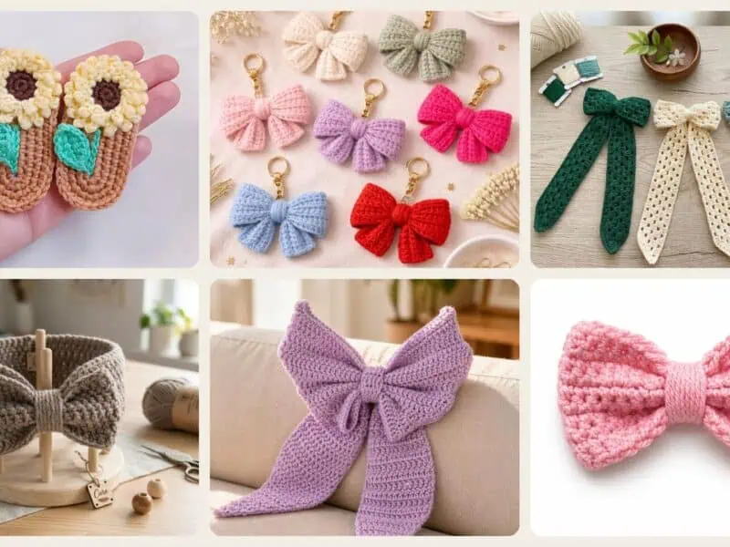 A selection of the crochet hair clips patterns in this roundup