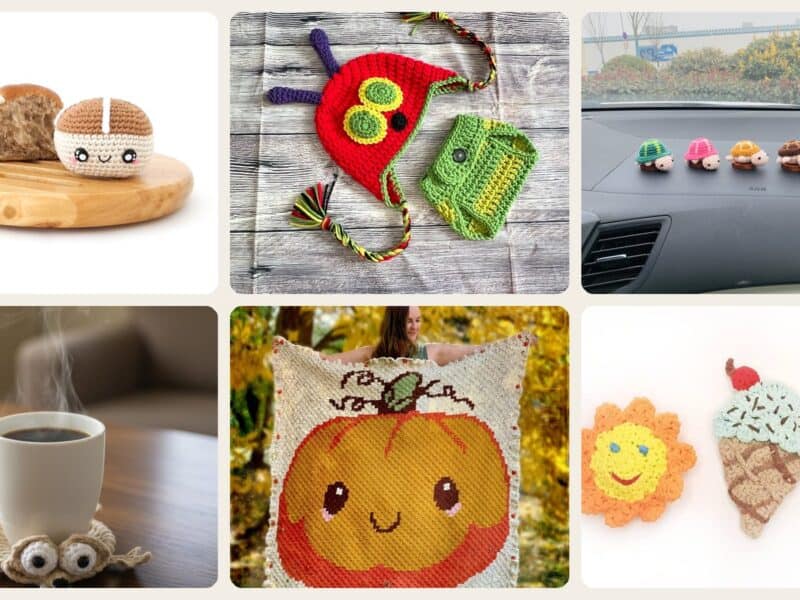 A selection of the crochet kawaii patterns in this roundup